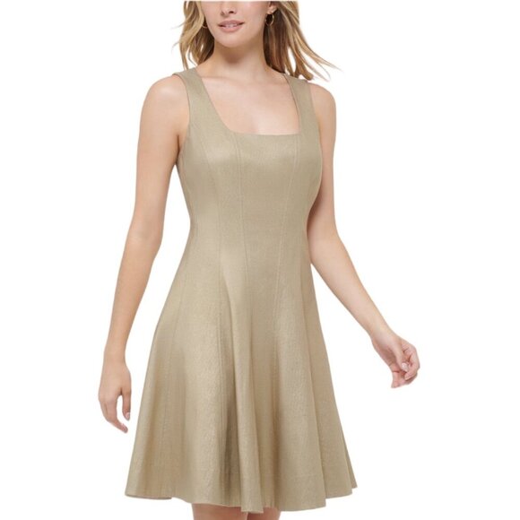 Tommy Hilfiger NWT $149 Gold Metallic Fit & Flare Mini Dress, Women’s Size 12 - Picture 13 of 13